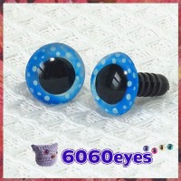 1 Pair  Blue Polka Dot Hand Painted Safety Eyes Plastic eyes